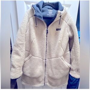 L.L. Bean Cream and Blue Sherpa Jacket